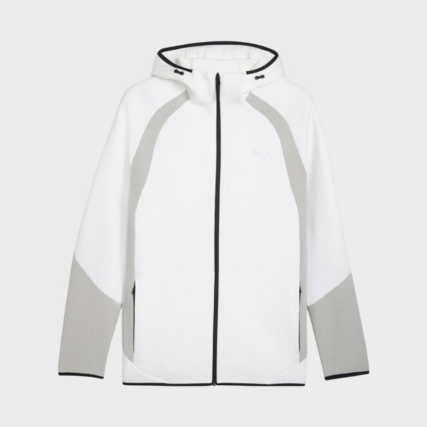 Puma Evostripe Full Zip Tech DK Hooded Ανδρικη Ζακετα Λευκη