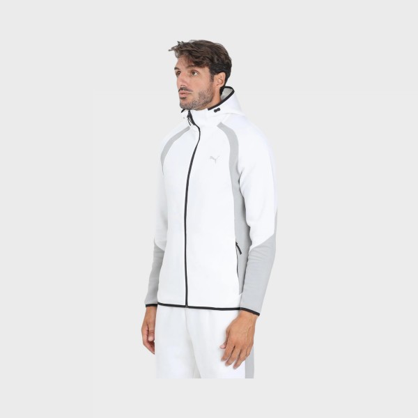 Puma Evostripe Full Zip Tech DK Hooded Ανδρικη Ζακετα Λευκη