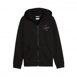 Puma Essentials Script Full Zip FL Hooded Παιδικη Ζακετα Μαυρη