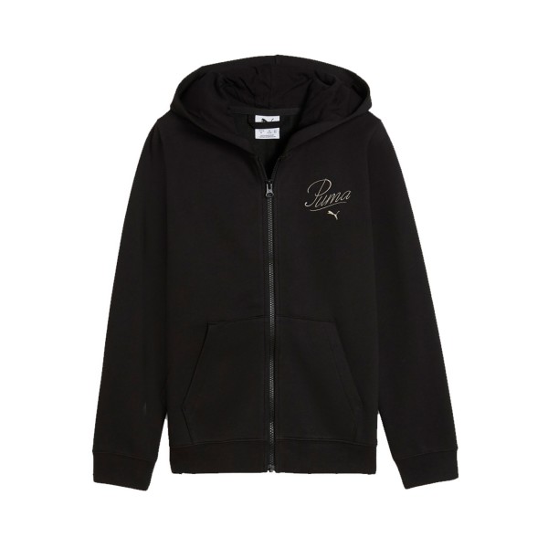 Puma Essentials Script Full Zip FL Hooded Παιδικη Ζακετα Μαυρη