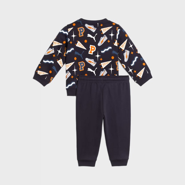 Puma Minicats AOP Crew FL Βρεφικο Σετ Ρουχων Ναυτικο Μπλε