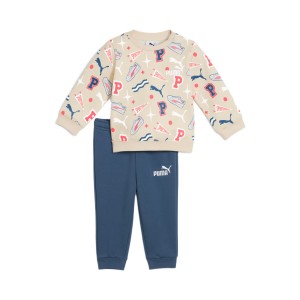 Puma Minicats AOP Crew FL Βρεφικο Σετ Ρουχων Ναυτικο Μπεζ - Μπλε