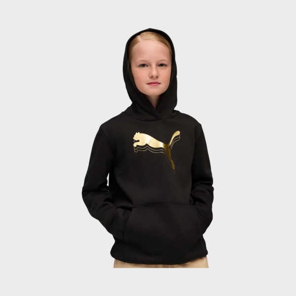 Puma Essentials Metallic FL Hooded Παιδικη Φουτερ Μαυρη