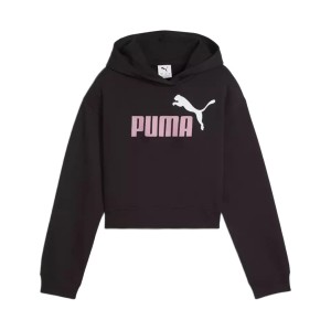 Puma Essentials 2 Logo FleeceHooded Κοριτσιστικο Εφηβικο Φουτερ Μαυρο