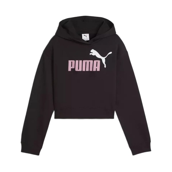 Puma Essentials 2 Logo FleeceHooded Κοριτσιστικο Εφηβικο Φουτερ Μαυρο