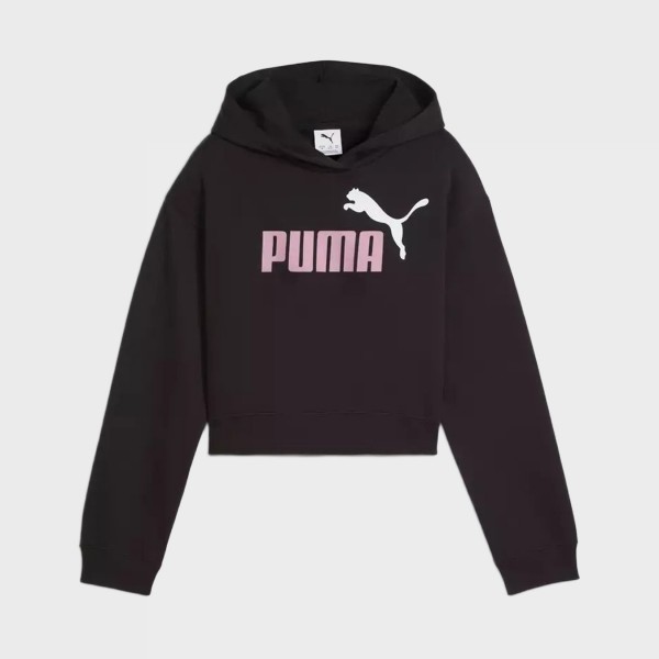 Puma Essentials 2 Logo FleeceHooded Κοριτσιστικο Εφηβικο Φουτερ Μαυρο