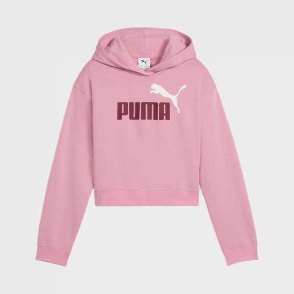 Puma Essentials 2 Logo FleeceHooded Κοριτσιστικο Εφηβικο Φουτερ Ροζ