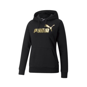 Puma Essentials Plus Fleece Big Mettalic Logo Γυναικεια Φουτερ Μαυρη
