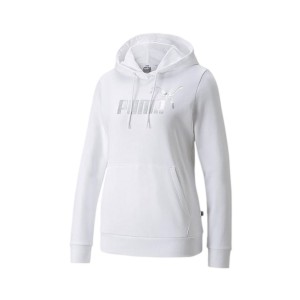 Puma Essentials Plus Fleece Big Mettalic Logo Γυναικεια Φουτερ Λευκη