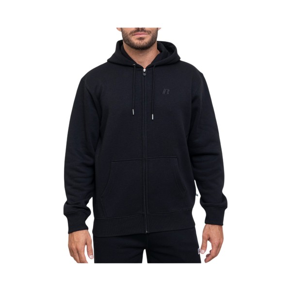 Russell Athletics Zip Through Logo Hooded Ανδρικη Ζακετα Μαυρη