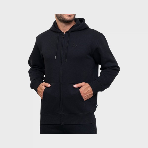 Russell Athletics Zip Through Logo Hooded Ανδρικη Ζακετα Μαυρη