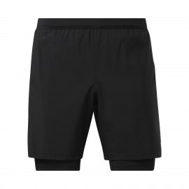 Reebok Running Two In One Ανδρικο Σορτσακι Μαυρο