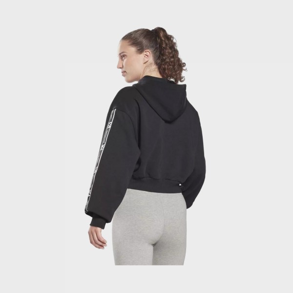 Reebok Fitness Tape Zip Up Fleece Hooded Γυναικεια Ζακετα Μαυρη