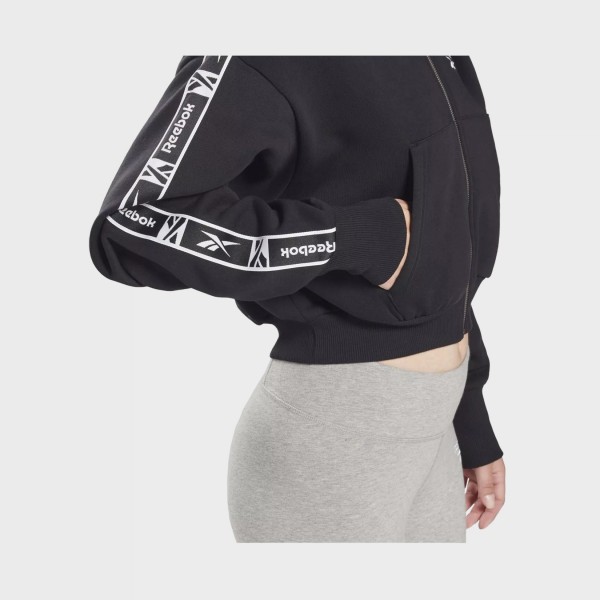 Reebok Fitness Tape Zip Up Fleece Hooded Γυναικεια Ζακετα Μαυρη