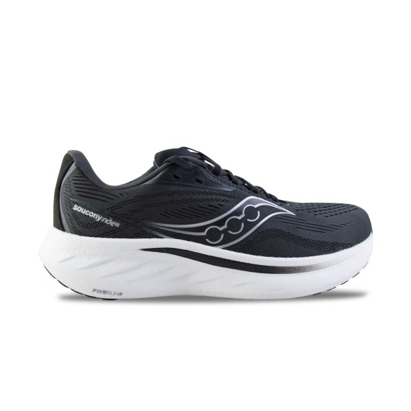 Saucony Ride 18 Running Low PowerRun Ανδρικο Παπουτσι Μαυρο - Λευκο