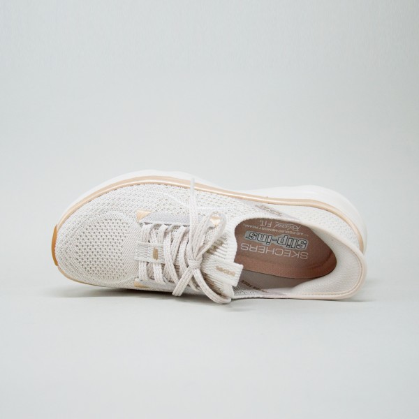 Skechers D Lux Vapor Evening Glowing Γυναικειο Παπουτσι Μπεζ - Χρυσο