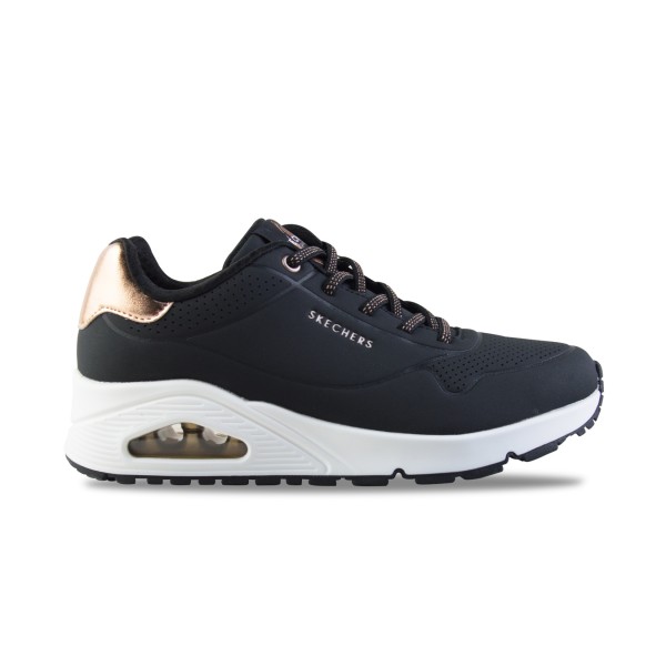 Skechers Uno Shimmer Away Synthetic Leather Γυναικειο Παπουτσι Μαυρο - Χρυσο