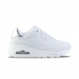 Skechers Uno Shimmer Away Synthetic Leather Γυναικειο Παπουτσι Λευκο