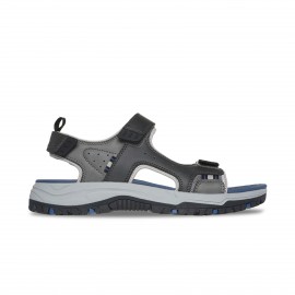 Skechers Rigdon All Day Relaxed Fit Vegan Ανδρικο Σανδαλι Μαυρο - Γκρι