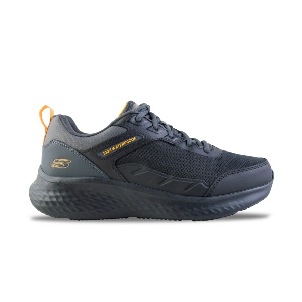 Skechers Waterproof Leather Lace Up Air Cooled Ανδρικο Παπουτσι Μαυρο