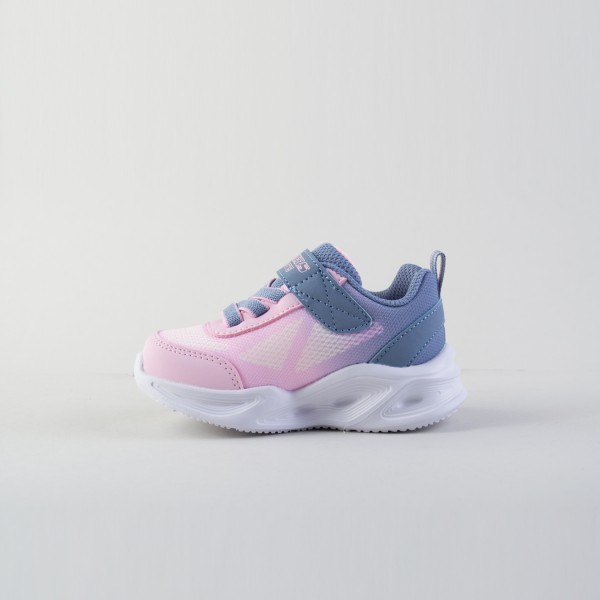 Skechers Sola Glow Running Velcro Βρεφικο Παπουτσι Γκρι - Ροζ