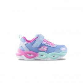 Skechers Lighted Gore And Strap Sparkle Mesh Παιδικο Παπουτσι Λιλα - Ροζ