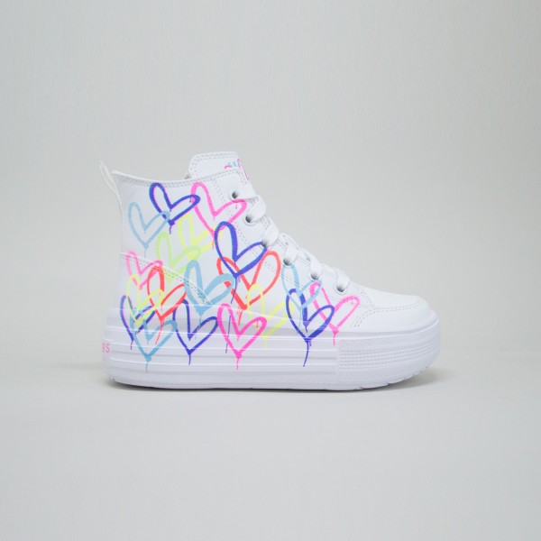 Skechers HyperLift High Love Gaze Hearts Παιδικο Παπουτσι Λευκο