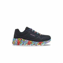 Skechers Uno Lite 2.0 Subtle Love Εφηβικο Παπουτσι Μαυρο - Πολυχρωμο