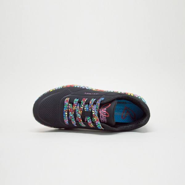 Skechers Uno Lite 2.0 Subtle Love Εφηβικο Παπουτσι Μαυρο - Πολυχρωμο