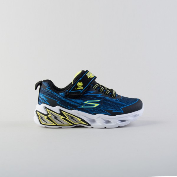 Skechers LightWeight Gore Strap Storm Lights Παιδικο Παπουτσι Μπλε - Μαυρο