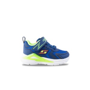 Skechers Lighted Gore And Strap Running Παιδικο Παπουτσι Μπλε - Πρασινο