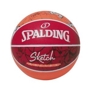 Spalding Sketch Dribble Rubber Μπαλα Μπασκετ Πορτοκαλι - Κοκκινο