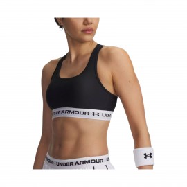 Under Armour Crossback Mid Γυναικειο Μπουστο Μαυρο - Λευκο