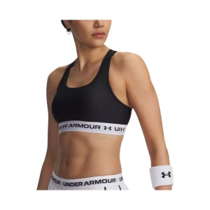 Under Armour Crossback Mid Γυναικειο Μπουστο Μαυρο - Λευκο