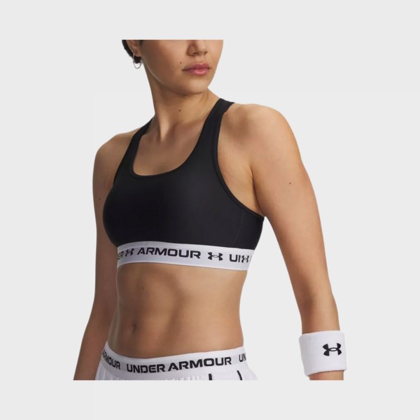 Under Armour Crossback Mid Γυναικειο Μπουστο Μαυρο - Λευκο