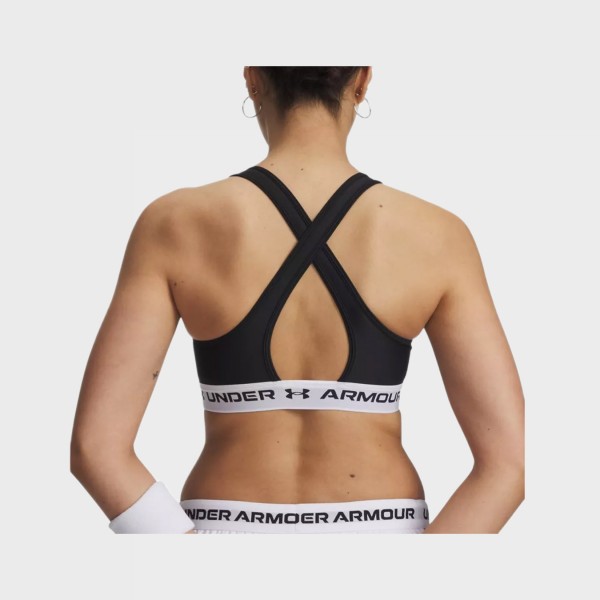 Under Armour Crossback Mid Γυναικειο Μπουστο Μαυρο - Λευκο