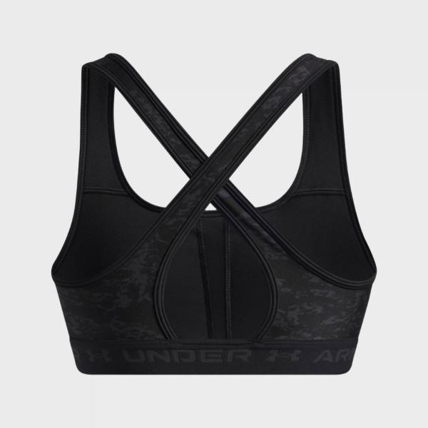 Under Armour Crossback Mid Print Γυναικειο Μπουστο Ανθρακι