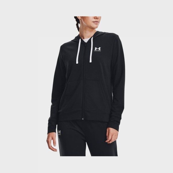 Under Armour Rival Terry Full Zip Hooded Γυναικεια Ζακετα Μαυρη
