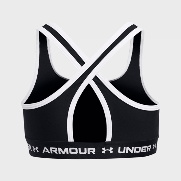 Under Armour Crossback Mid Solid Heat Gear Εφηβικο Μπουστο Μαυρο -Λευκο