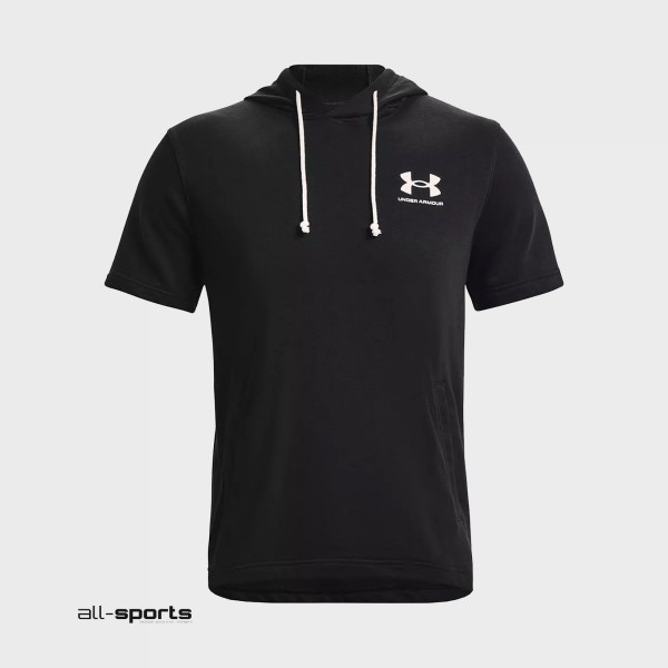 Under Armour Rival Terry Hooded Ανδρικη Μπλουζα Μαυρη