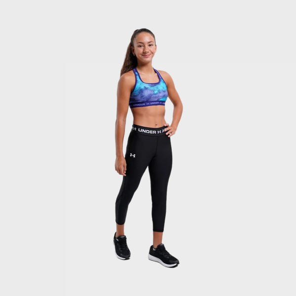 Under Armour Heat Gear Ankle Crop Small logo Εφηβικο Κολαν Μαυρο