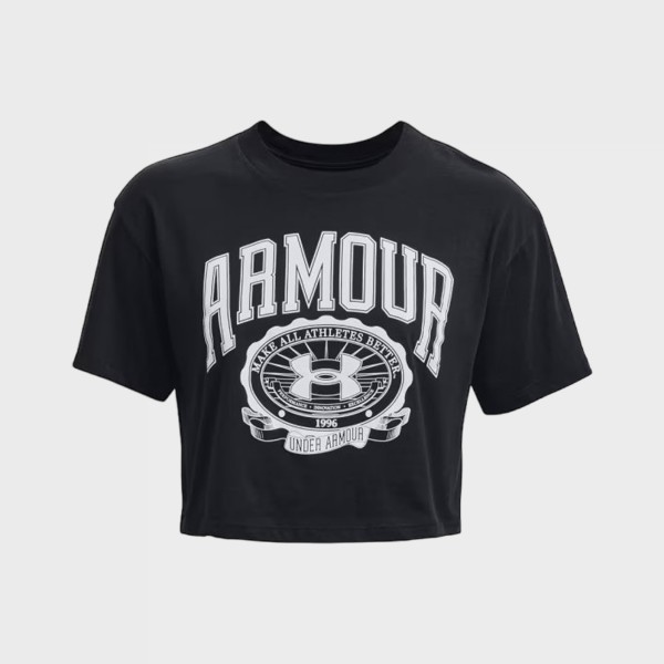 Under Armour Collegiate Crop SS Γυναικεια Μπλουζα Μαυρη
