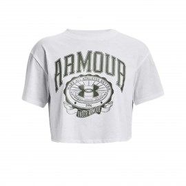 Under Armour Collegiate Crop SS Γυναικεια Μπλουζα Λευκη