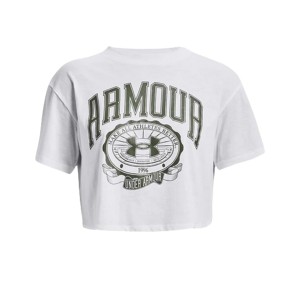 Under Armour Collegiate Crop SS Γυναικεια Μπλουζα Λευκη