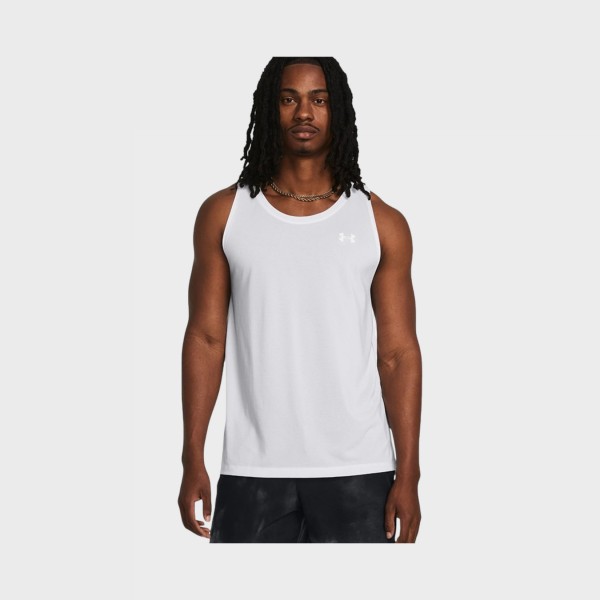 Under Armour Streaker Singlet Running Αμανικη Ανδρικη Μπλουζα Λευκη