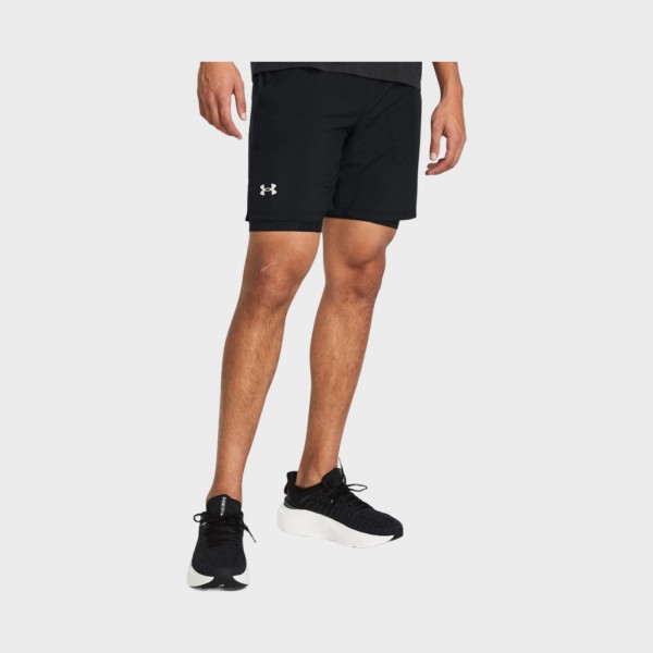 Under Armour Launch 2 In 1 Running 7 Inches Ανδρικο Σορτσακι Μαυρο