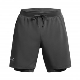 Under Armour Launch 2 In 1 Running 7 Inches Ανδρικο Σορτσακι Γκρι