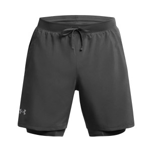 Under Armour Launch 2 In 1 Running 7 Inches Ανδρικο Σορτσακι Γκρι