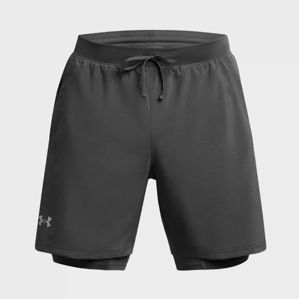 Under Armour Launch 2 In 1 Running 7 Inches Ανδρικο Σορτσακι Γκρι