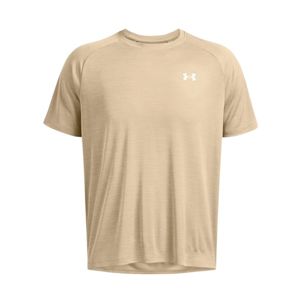 Under Armour Tech Textured Crew Small Logo Ανδρικη Μπλουζα Μπεζ